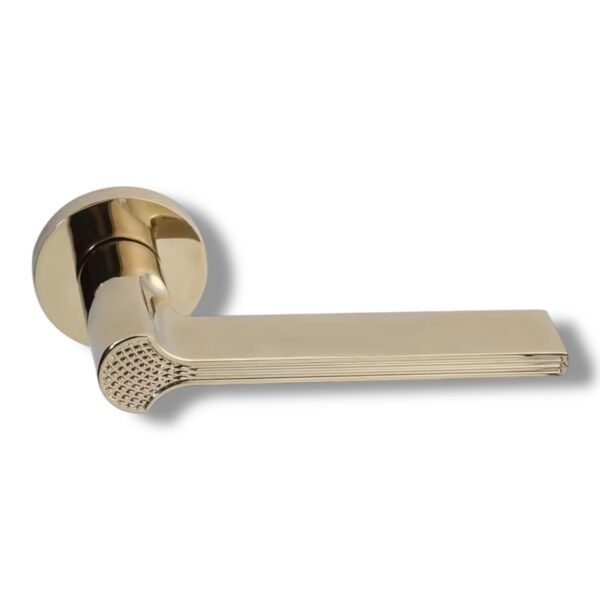 Kľučka na dvere Robin zlatá zinková zliatina  s okrúhlou rozetou bez zámku