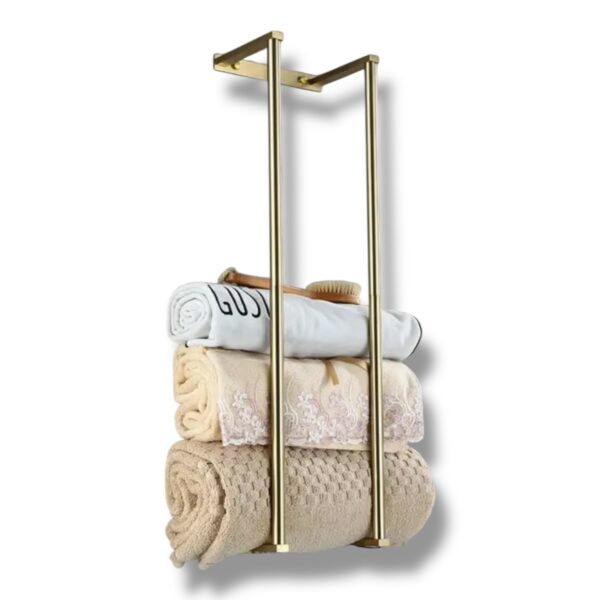 Vertikálny nástenný držiak na uteráky Tine zlatý