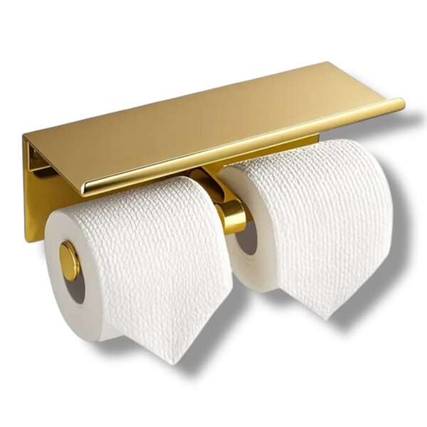 Držiak na toaletné papiere Róza s poličkou zlatá