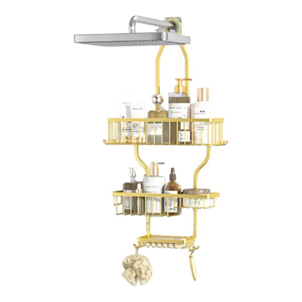 Závesný organizér do sprchy Polyn zlatý, čierny